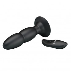 Анальная пробка с вибрацией, ротацией у основания и дистанционным управлением - 13,5 см.