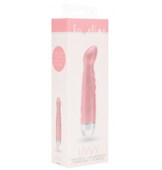 Розовый вибратор Livvy со скошенной головкой - 15,5 см.