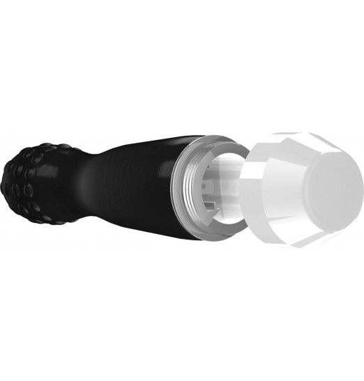 Чёрный вибратор Lowri с покрытой шишечками головкой - 15 см. Чёрный вибратор Lowri с покрытой шишечками головкой - 15 см.