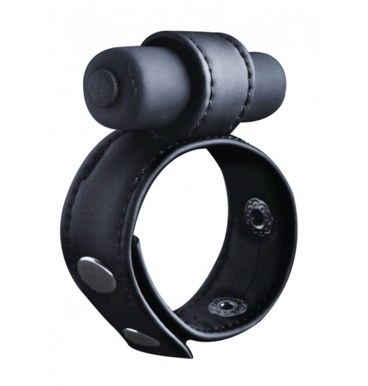 Утяжка на пенис с виброэлементом Leather Cock Ring