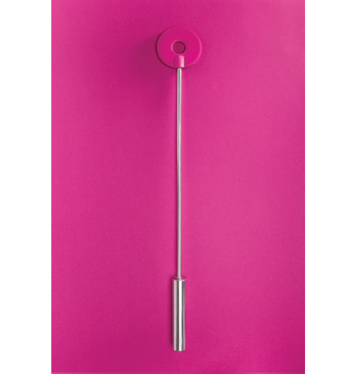 Розовая шлёпалка Leather Circle Tiped Crop с наконечником-кругом - 56 см.