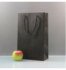 Чёрный бумажный пакет для покупок - 23 х 36 х 10 см.