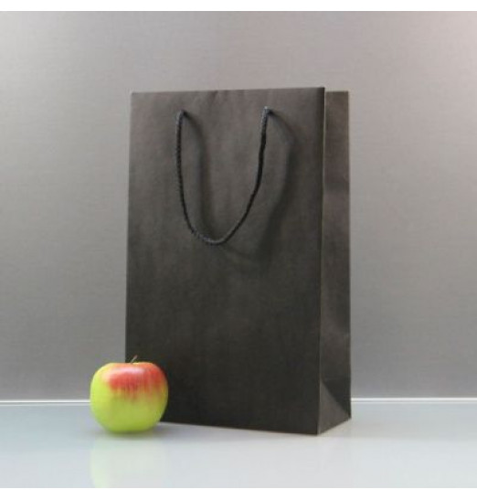 Чёрный бумажный пакет для покупок - 23 х 36 х 10 см. Чёрный бумажный пакет для покупок - 23 х 36 х 10 см.