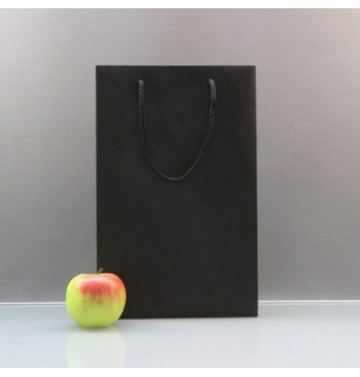 Чёрный бумажный пакет для покупок - 23 х 36 х 10 см. Чёрный бумажный пакет для покупок - 23 х 36 х 10 см.