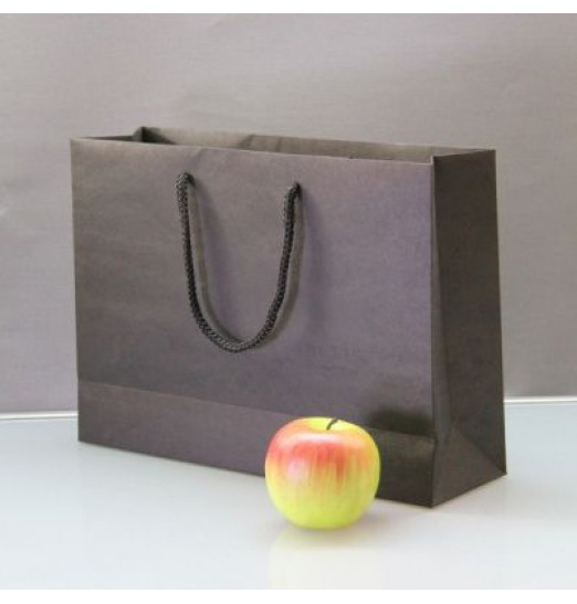 Чёрный бумажный пакет для покупок - 35 х 25 х 10 см. Чёрный бумажный пакет для покупок - 35 х 25 х 10 см.