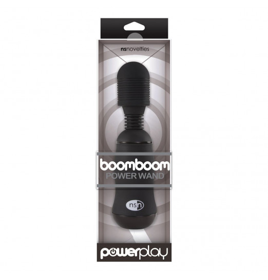Чёрный вибромассажёр для эрогенных зон BoomBoom Power Wand - 18 см.