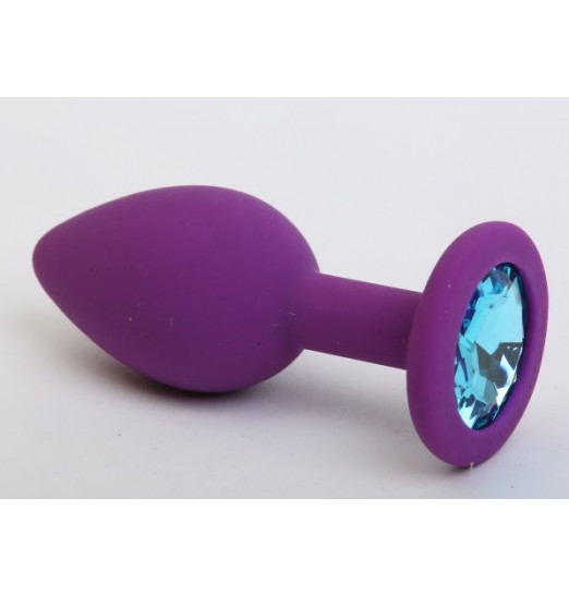 Фиолетовая силиконовая пробка с голубым стразом - 7,1 см.