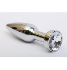 Удлинённая серебристая пробка с прозрачным кристаллом - 11,2 см.