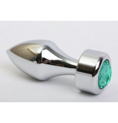 Серебристая анальная пробка с широким основанием и зелёным кристаллом - 7,8 см. Серебристая анальная пробка с широким основанием и зелёным кристаллом - 7,8 см.