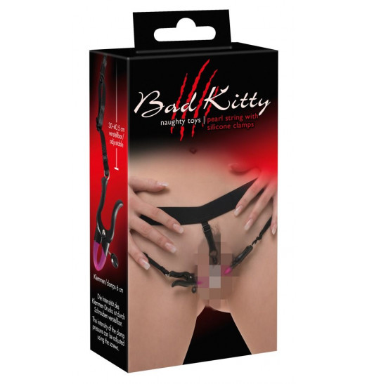 Трусики с зажимами для половых губ и бусинками для массажа промежности