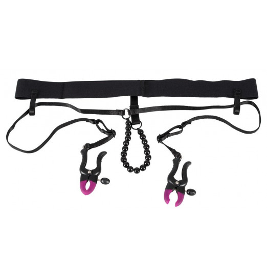 Трусики с зажимами для половых губ и бусинками для массажа промежности