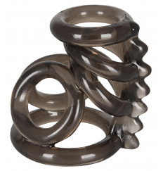 Дымчатая насадка на пенис и мошонку с гребнем Penis Hodenring