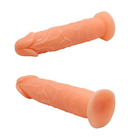 Телесный фаллоимитатор на присоске - 19,8 см. Телесный фаллоимитатор на присоске - 19,8 см.