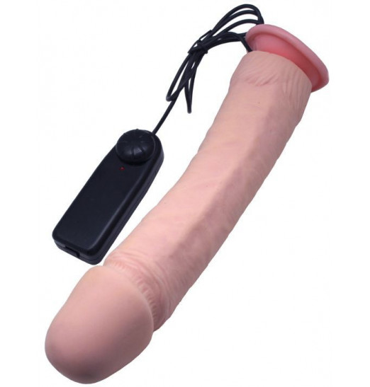 Телесный вибратор-гигант на присоске - 26,5 см. Телесный вибратор-гигант на присоске - 26,5 см.