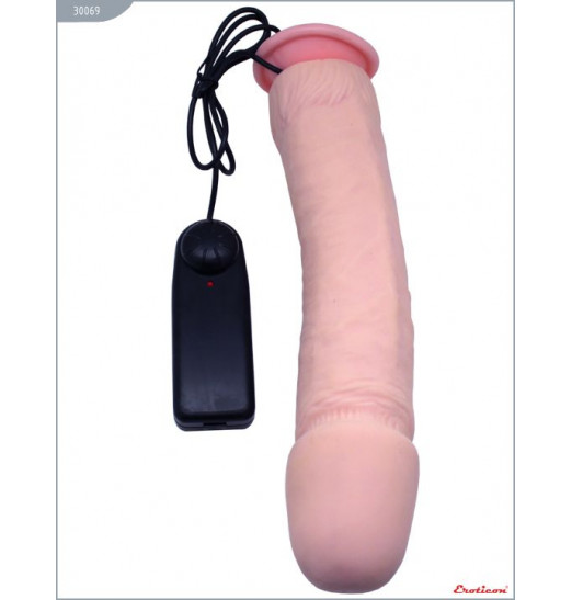 Телесный вибратор-гигант на присоске - 26,5 см. Телесный вибратор-гигант на присоске - 26,5 см.