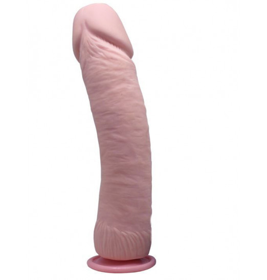 Телесный вибратор-гигант на присоске - 26,5 см. Телесный вибратор-гигант на присоске - 26,5 см.