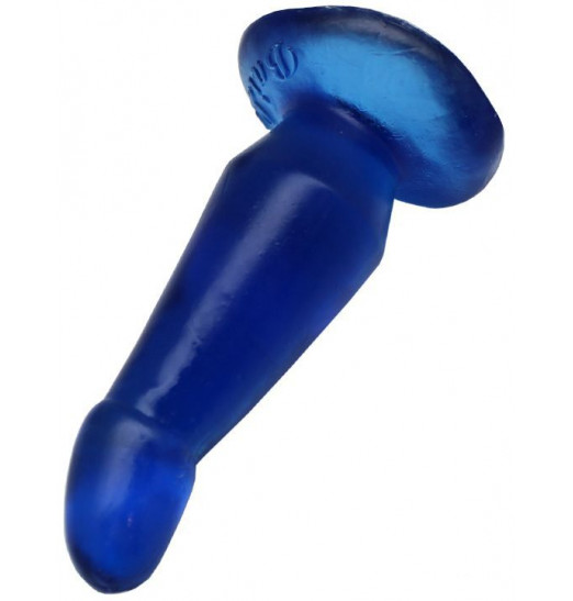Синяя гелевая изогнутая анальная пробка - 13 см.