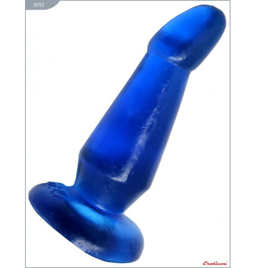 Синяя гелевая изогнутая анальная пробка - 13 см.