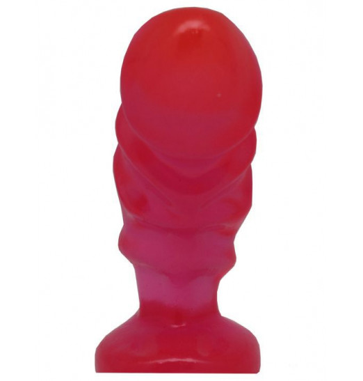 Розовая гелевая анальная пробка анатомической формы - 13 см.