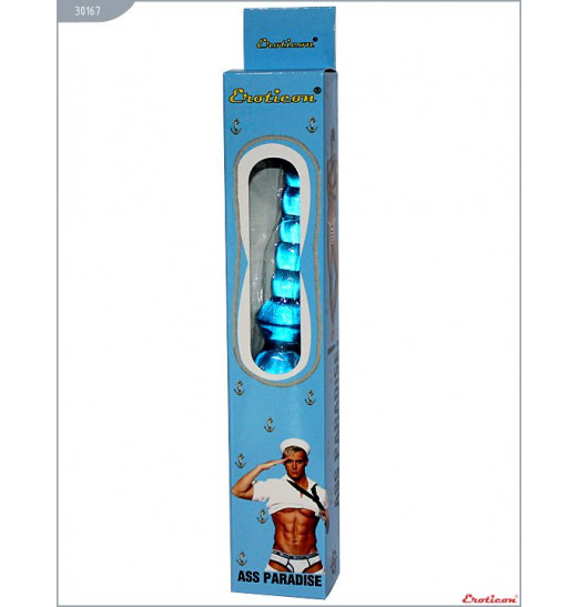 Голубой гелевый анальный вибратор - 25 см.