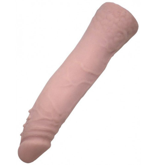 Телесный фаллоимитатор с шипиками под головкой - 18,5 см.