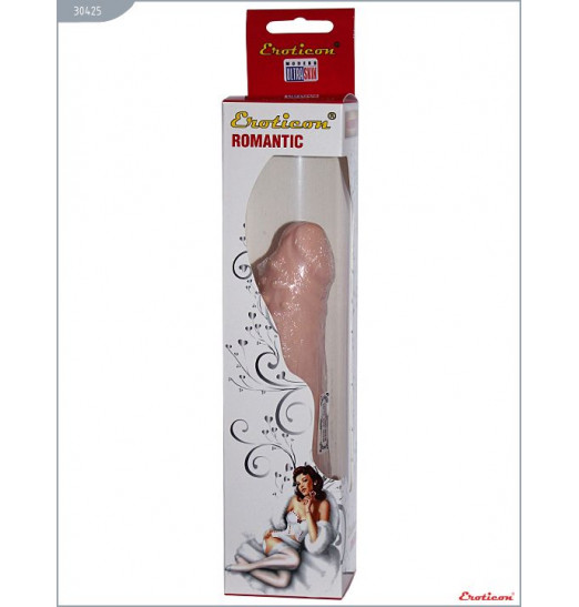 Телесный фаллоимитатор с шипиками под головкой - 18,5 см.