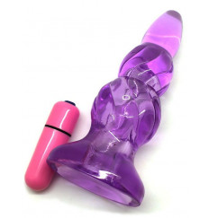 Фиолетовая анальная вибропробка - 9 см.