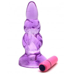 Фиолетовая анальная вибропробка - 9 см.