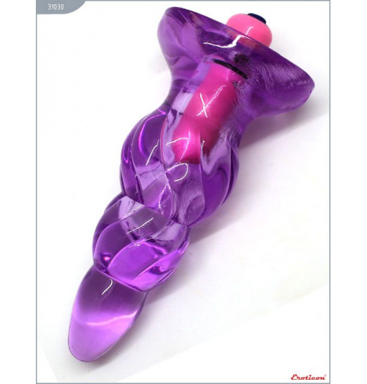 Фиолетовая анальная вибропробка - 9 см.