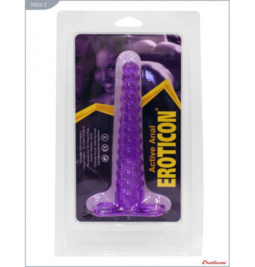 Фиолетовый анальный конус со спиралевидным рельефом - 16 см.