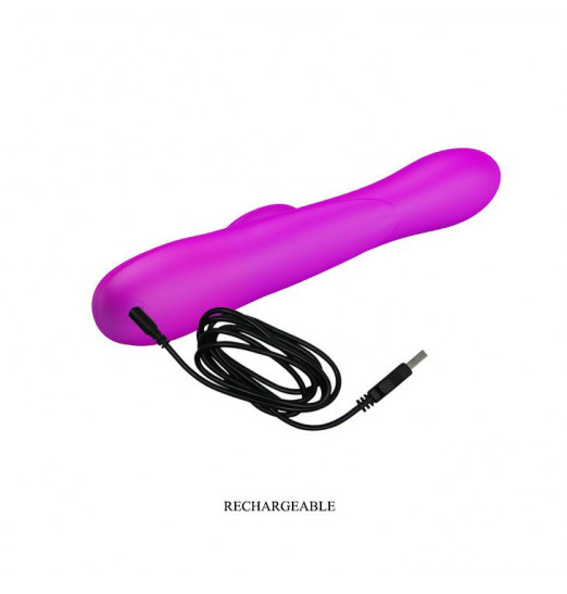 Лиловый вибратор Douglas с клиторальным отростком и функцией расширения - 25 см. Лиловый вибратор Douglas с клиторальным отростком и функцией расширения - 25 см.