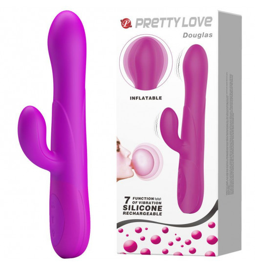 Лиловый вибратор Douglas с клиторальным отростком и функцией расширения - 25 см. Лиловый вибратор Douglas с клиторальным отростком и функцией расширения - 25 см.