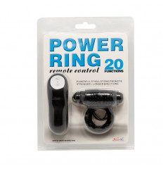 Чёрное эрекционное кольцо с виброэлементом и пультом ДУ