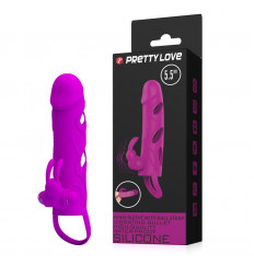 Лиловая вибронасадка на пенис с подхватом мошонки