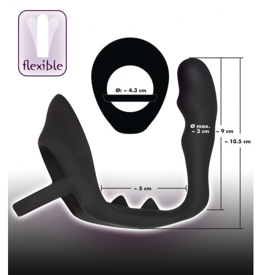 Эрекционное кольцо с подхватом мошонки и анальным отростком для воздействия на простату