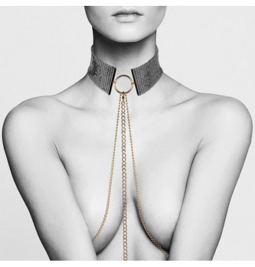 Чёрный ошейник с цепочками Desir Metallique Collar