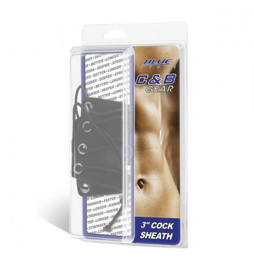 Чёрная утяжка на пенис со шнуровкой 100% PVC STRAP WITH METAL SNAP