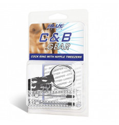 Кольцо на пенис с зажимами на соски 100% PVC STRAP WITH METAL SNAP