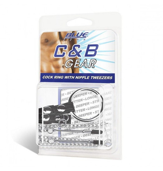 Кольцо на пенис с зажимами на соски 100% PVC STRAP WITH METAL SNAP