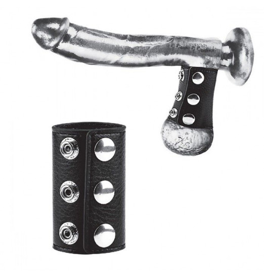 Чёрная утяжка на кнопках 100% PVC STRAP WITH METAL SNAP