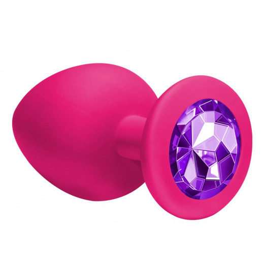 Большая розовая анальная пробка Emotions Cutie Large с фиолетовым кристаллом - 10 см. Большая розовая анальная пробка Emotions Cutie Large с фиолетовым кристаллом - 10 см.