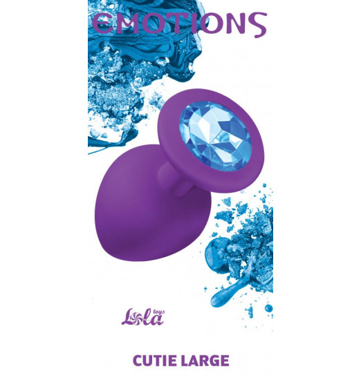 Большая фиолетовая анальная пробка Emotions Cutie Large с голубым кристаллом - 10 см. Большая фиолетовая анальная пробка Emotions Cutie Large с голубым кристаллом - 10 см.
