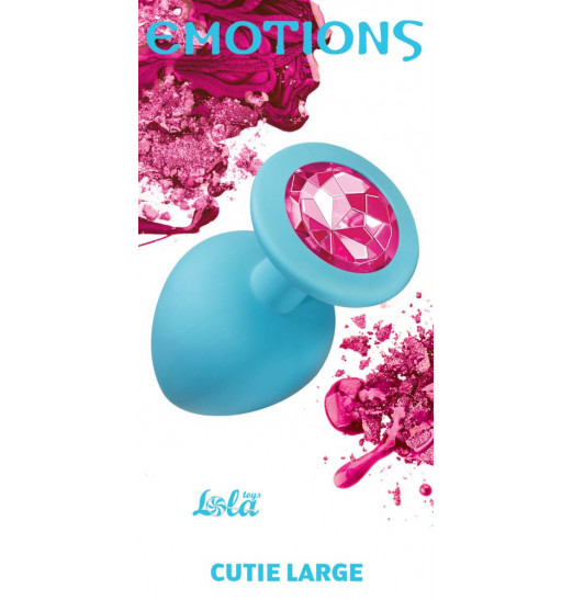 Большая голубая анальная пробка Emotions Cutie Large с розовым кристаллом - 10 см. Большая голубая анальная пробка Emotions Cutie Large с розовым кристаллом - 10 см.