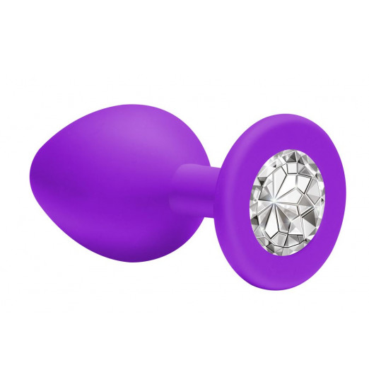 Средняя фиолетовая анальная пробка Emotions Cutie Medium с прозрачным кристаллом - 8,5 см. Средняя фиолетовая анальная пробка Emotions Cutie Medium с прозрачным кристаллом - 8,5 см.