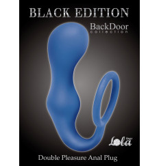 Синее эрекционное кольцо с анальной пробкой Double Pleasure Anal Plug