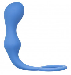 Синее эрекционное кольцо с анальной пробкой Double Pleasure Anal Plug