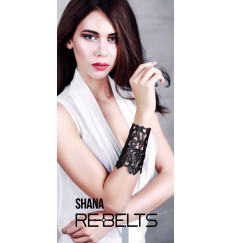 Резной широкий кожаный браслет Shana