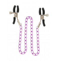 Зажимы для сосков Nipple Chain Metal на фиолетовой цепочке