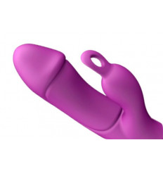 Фиолетовый вибратор Ares с клиторальным отростком - 19,8 см.