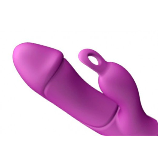 Фиолетовый вибратор Ares с клиторальным отростком - 19,8 см.